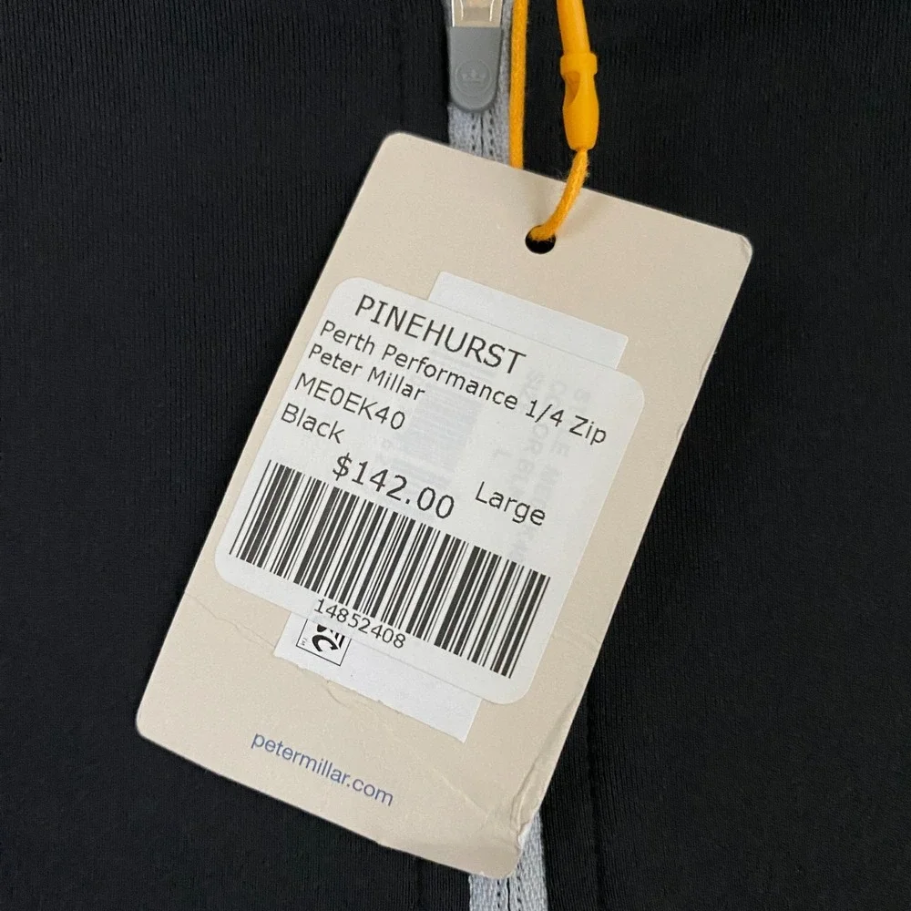 Peter Millar Pinehurst Golf Pullover Mens Large Black Perth Performance 1/4 Zip